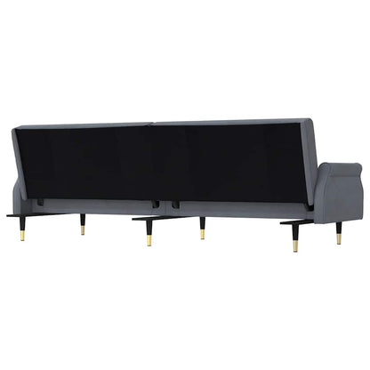 Divano Letto con Cuscini Grigio Scuro in Velluto - homemem39