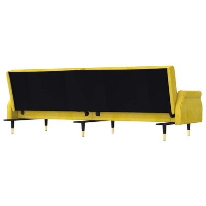 Divano Letto con Cuscini Giallo in Velluto - homemem39