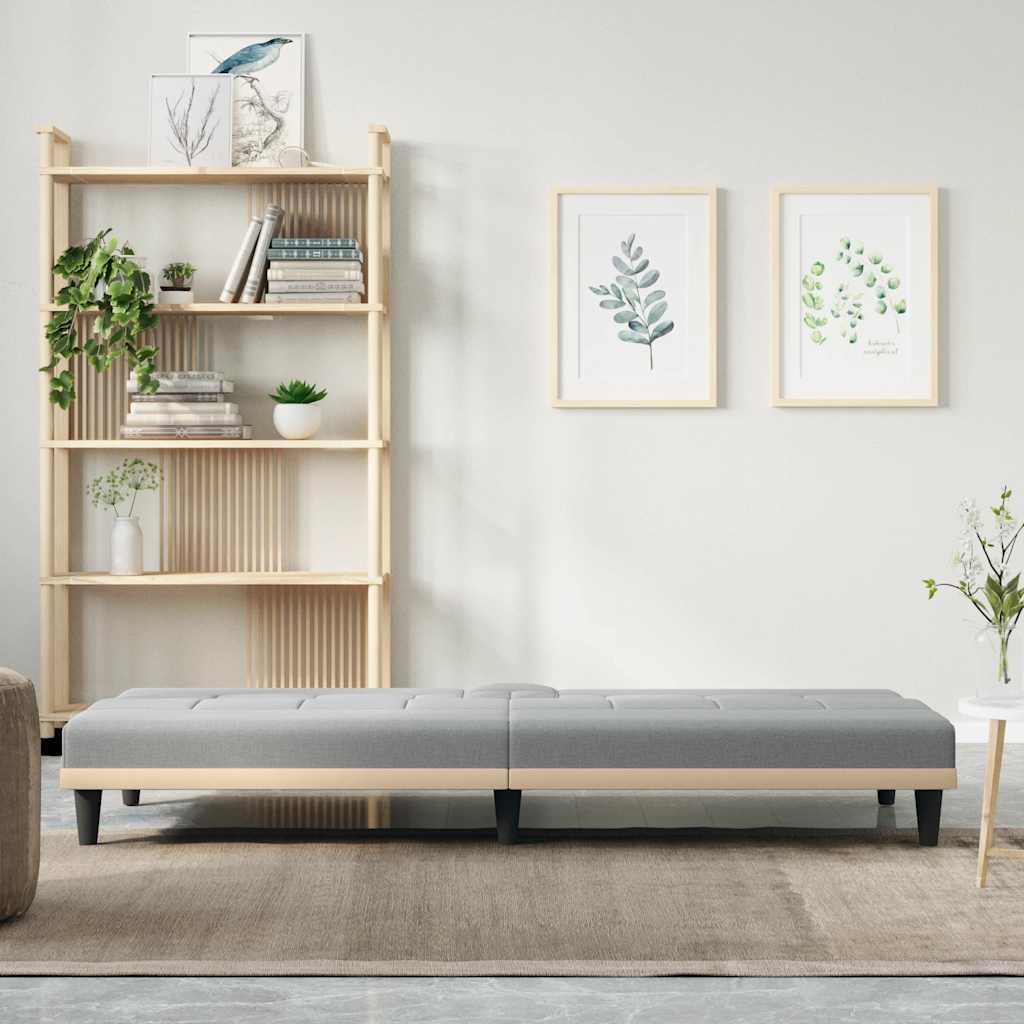 Divano Letto con Portabicchieri in Tessuto Grigio Chiaro | homemem39