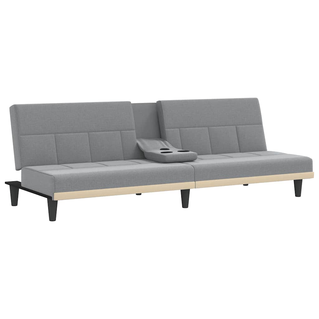 Divano Letto con Portabicchieri in Tessuto Grigio Chiaro | homemem39