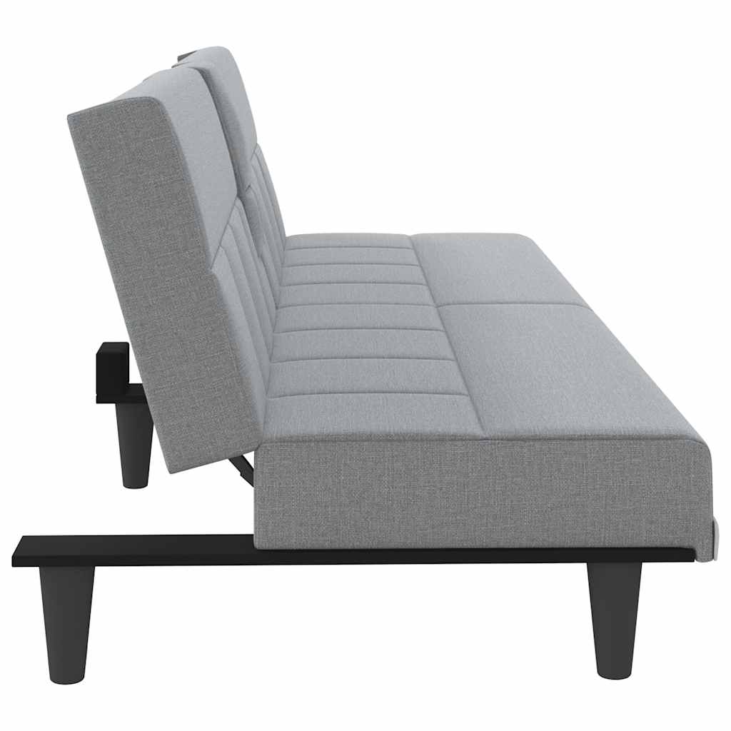 Divano Letto con Portabicchieri in Tessuto Grigio Chiaro | homemem39