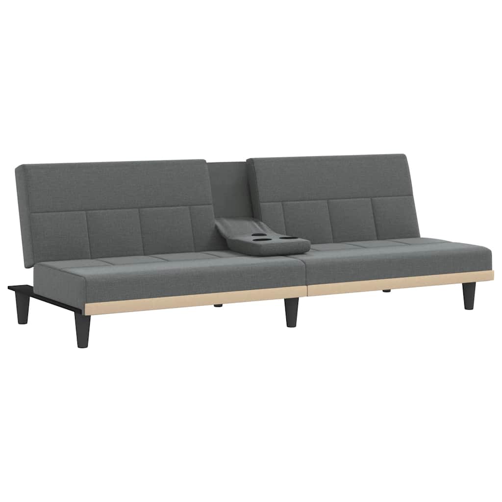 Divano Letto con Portabicchieri in Tessuto Grigio Scuro | homemem39