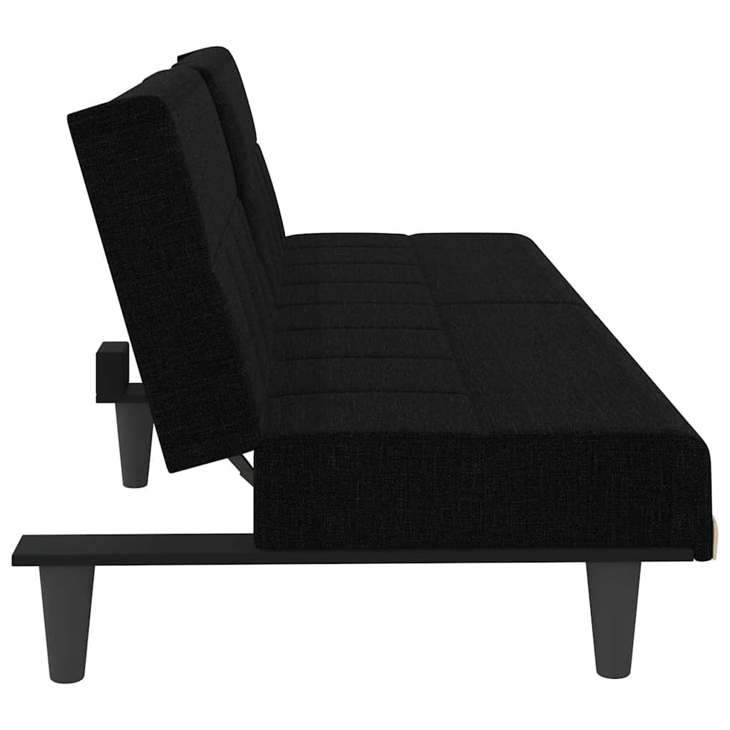 Divano Letto con Portabicchieri in Tessuto Nero | homemem39
