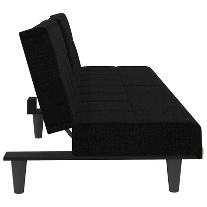 Divano Letto con Portabicchieri in Tessuto Nero | homemem39