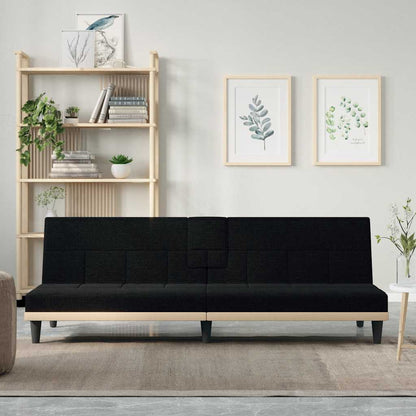 Divano Letto con Portabicchieri in Tessuto Nero | homemem39