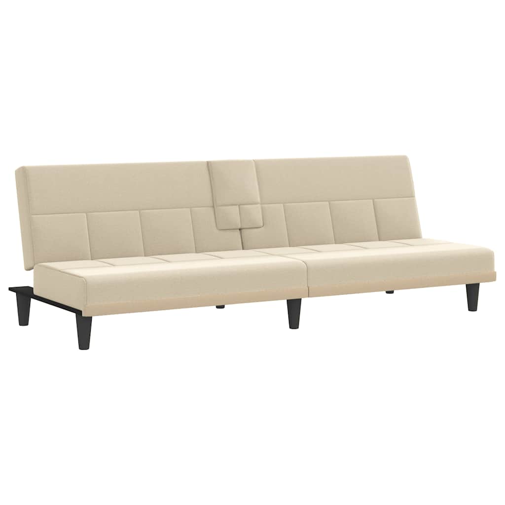 Divano Letto con Portabicchieri in Tessuto Crema | homemem39