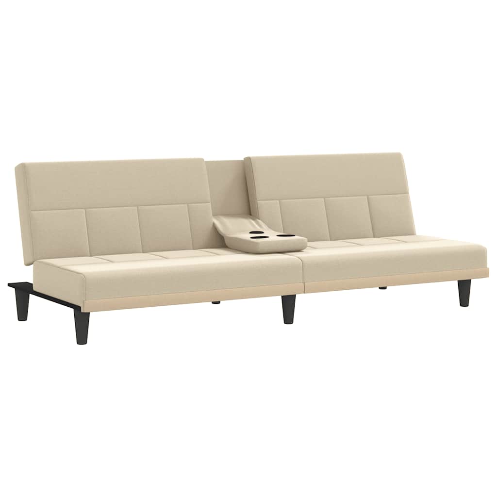 Divano Letto con Portabicchieri in Tessuto Crema | homemem39