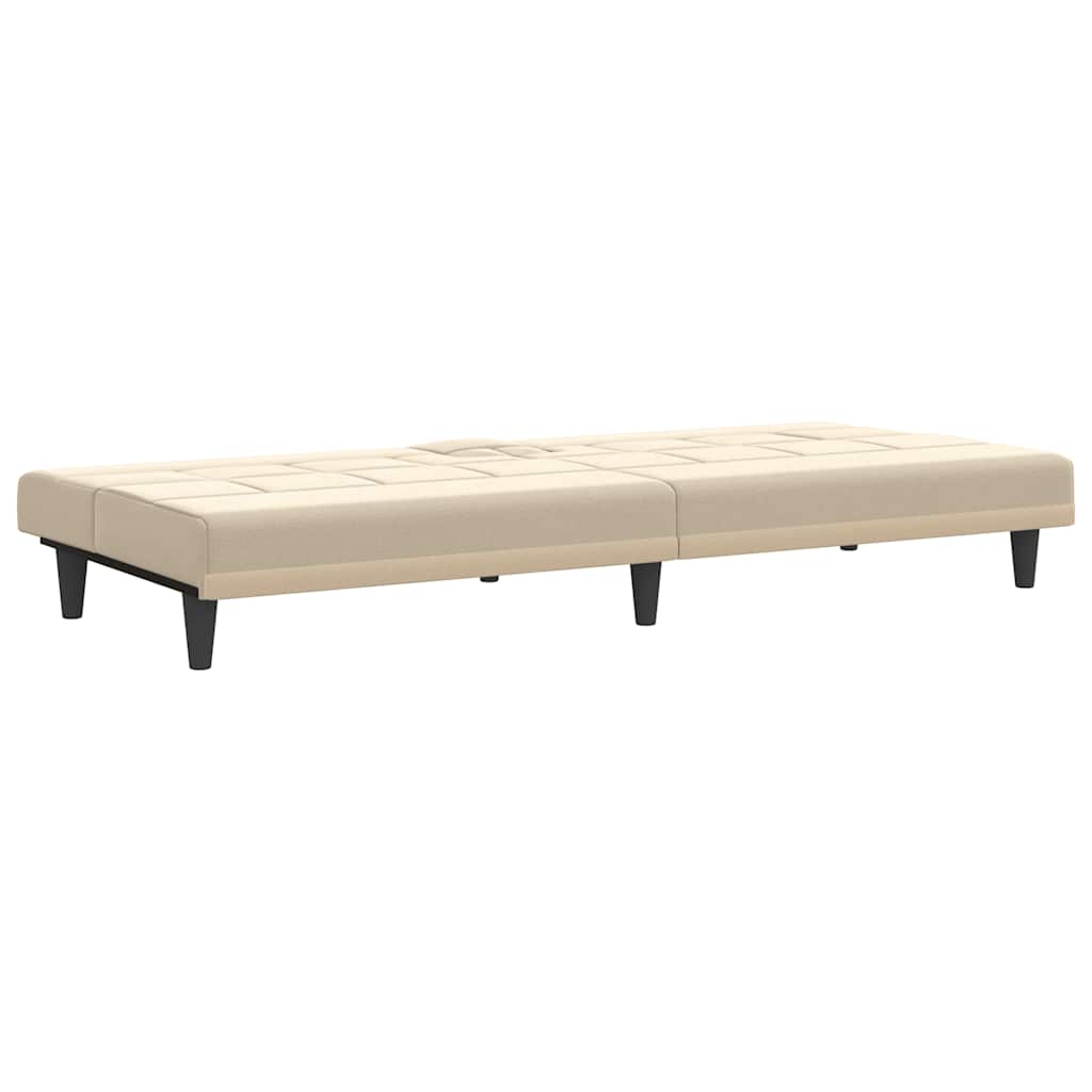Divano Letto con Portabicchieri in Tessuto Crema | homemem39