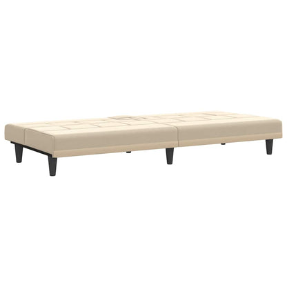 Divano Letto con Portabicchieri in Tessuto Crema | homemem39