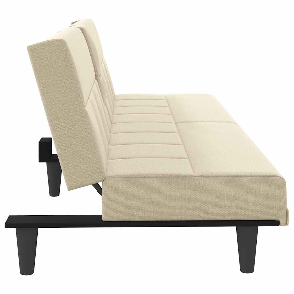 Divano Letto con Portabicchieri in Tessuto Crema | homemem39