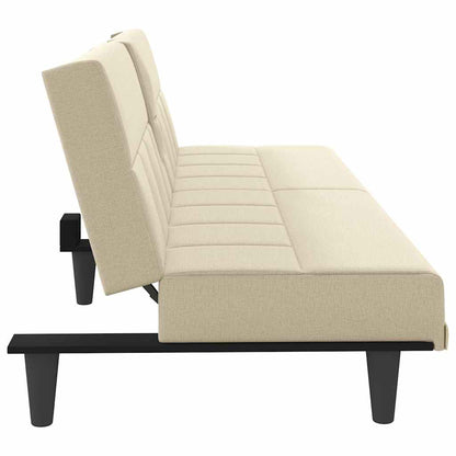 Divano Letto con Portabicchieri in Tessuto Crema | homemem39