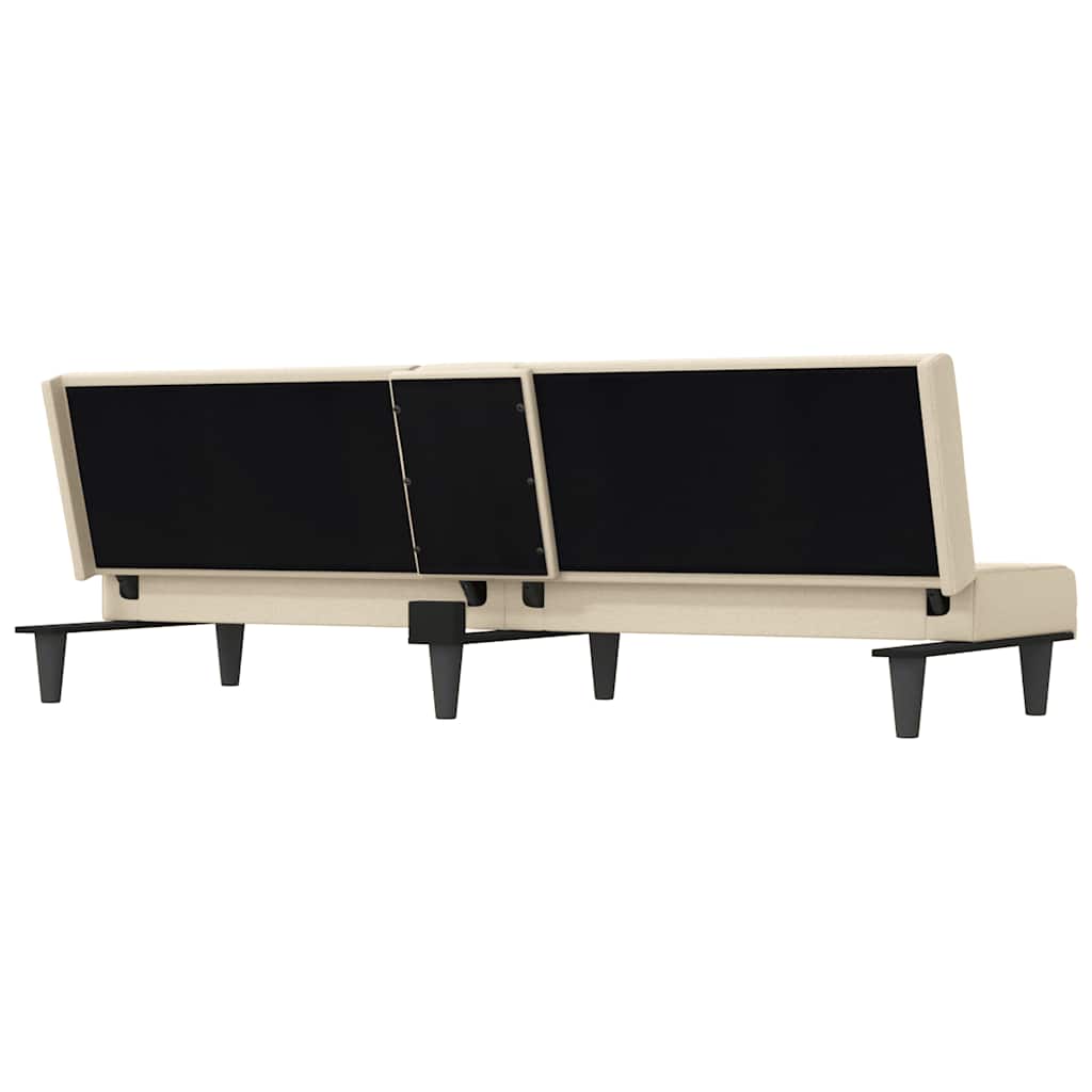 Divano Letto con Portabicchieri in Tessuto Crema | homemem39