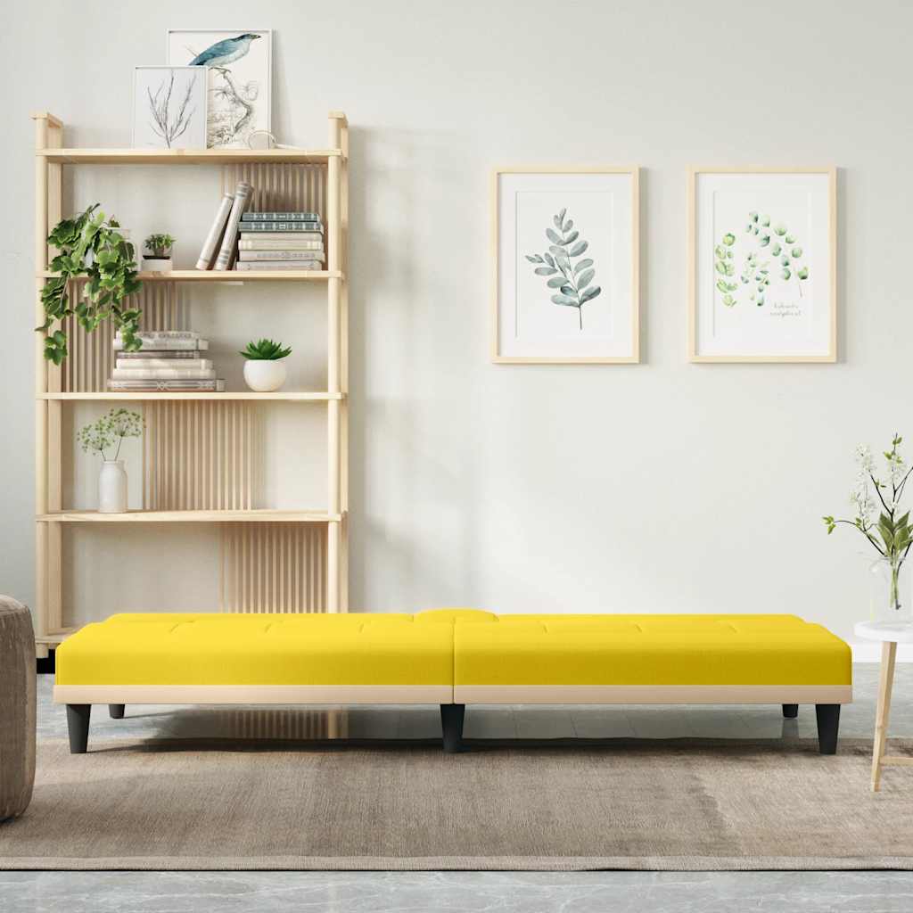 Divano Letto con Portabicchieri in Tessuto Giallo Chiaro | homemem39