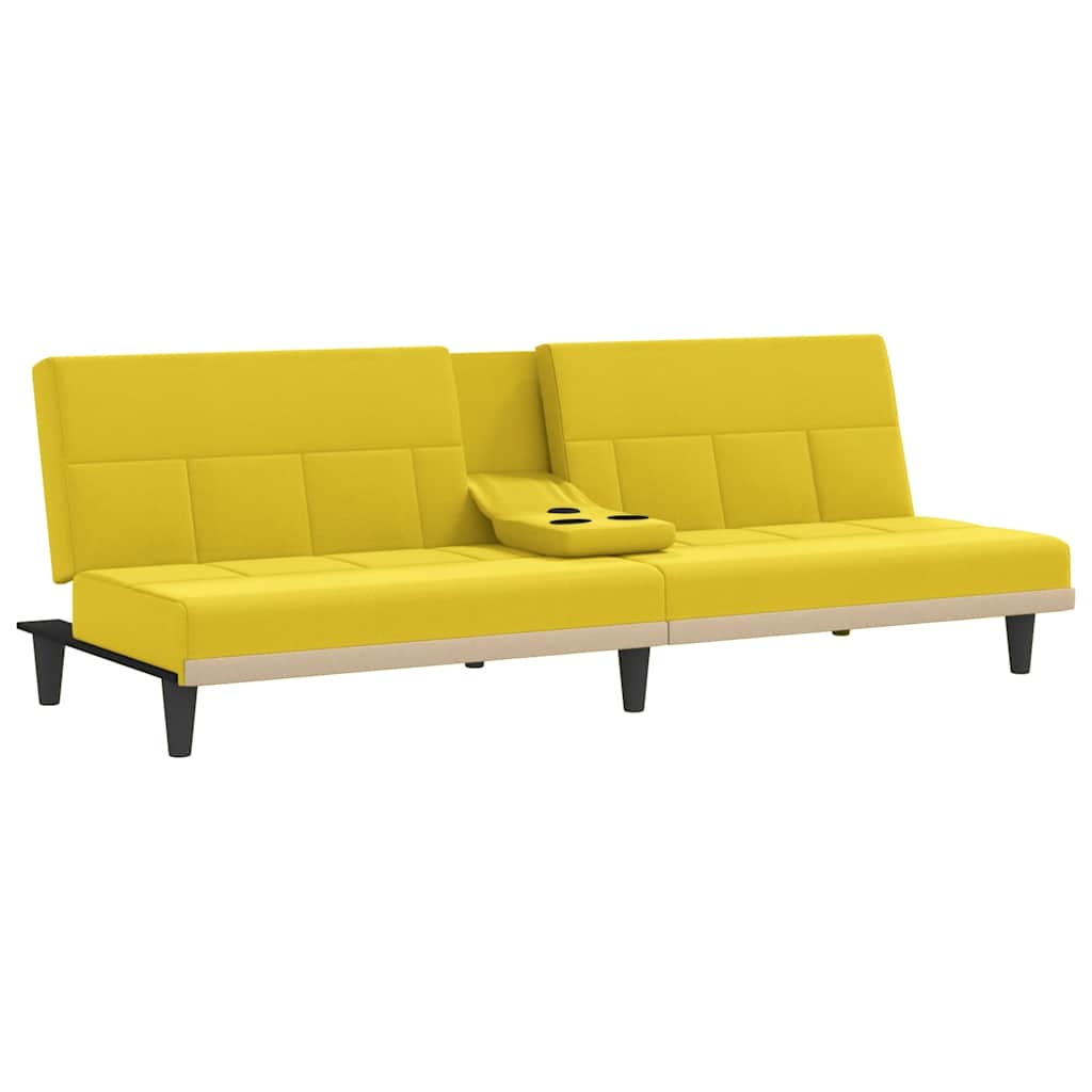 Divano Letto con Portabicchieri in Tessuto Giallo Chiaro | homemem39