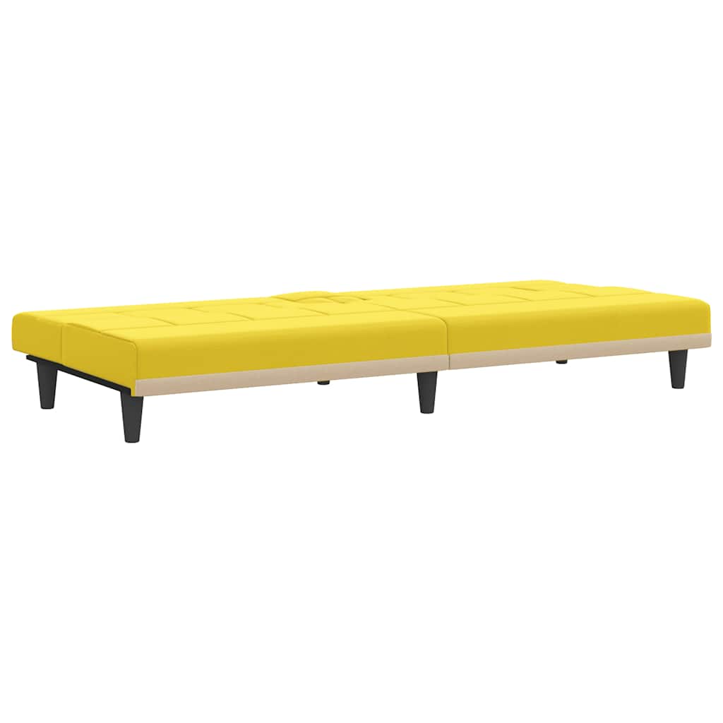 Divano Letto con Portabicchieri in Tessuto Giallo Chiaro | homemem39