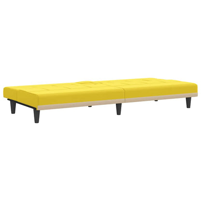 Divano Letto con Portabicchieri in Tessuto Giallo Chiaro | homemem39