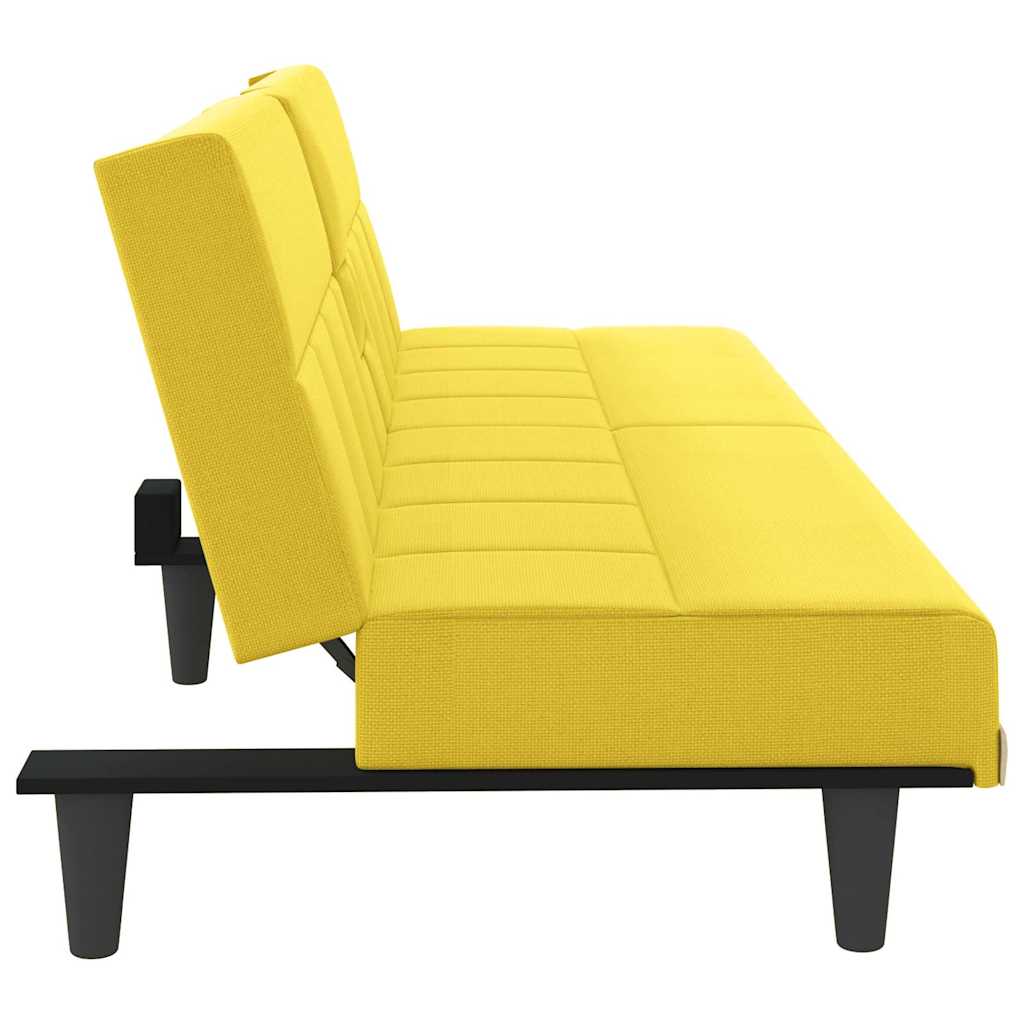 Divano Letto con Portabicchieri in Tessuto Giallo Chiaro | homemem39