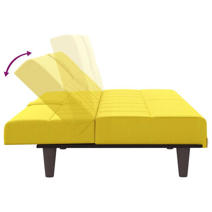 Divano Letto con Portabicchieri in Tessuto Giallo Chiaro | homemem39