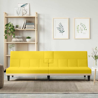 Divano Letto con Portabicchieri in Tessuto Giallo Chiaro | homemem39