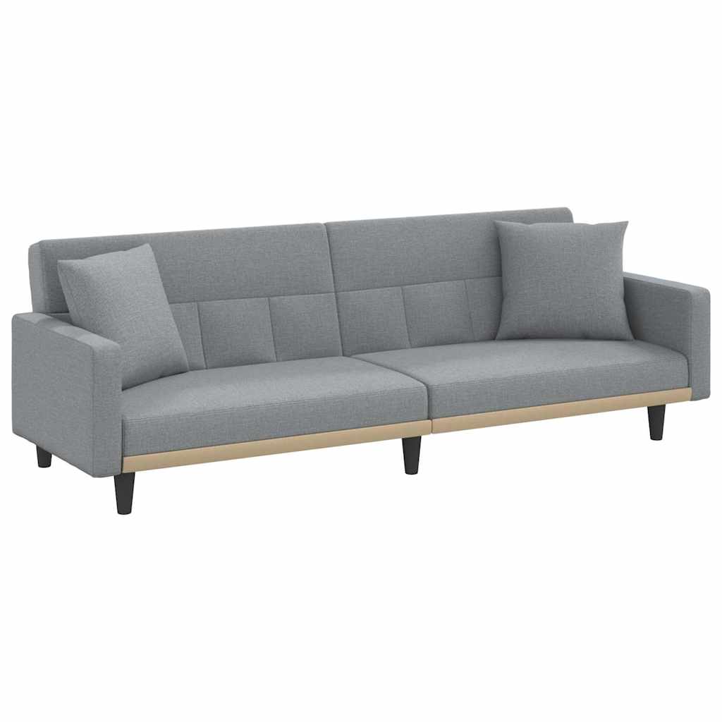 Divano Letto con Cuscini Grigio Chiaro in Tessuto | homemem39