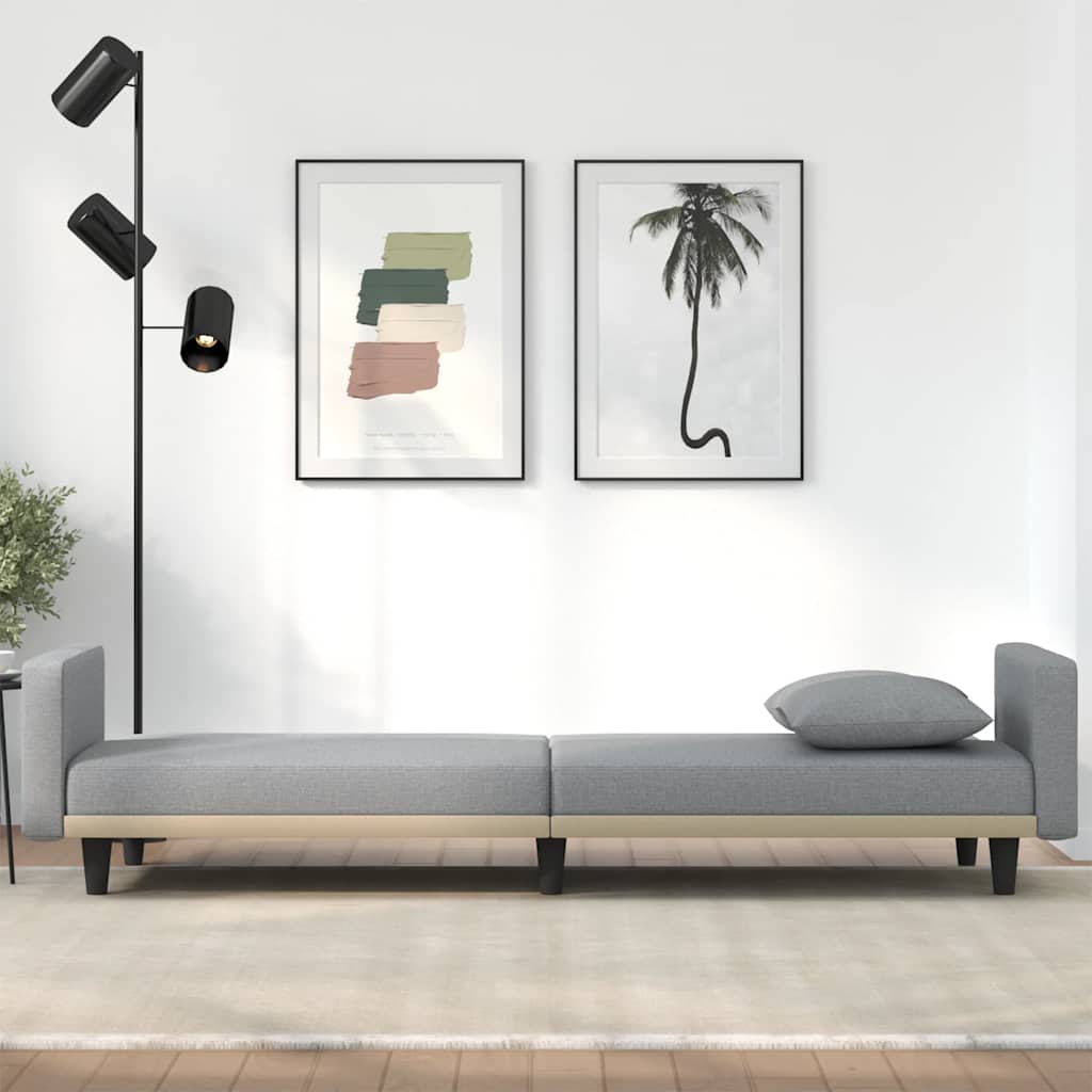 Divano Letto con Cuscini Grigio Chiaro in Tessuto | homemem39