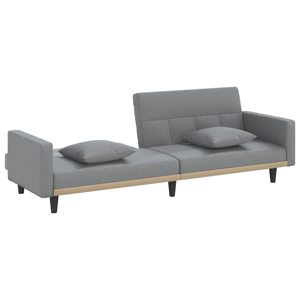 Divano Letto con Cuscini Grigio Chiaro in Tessuto | homemem39