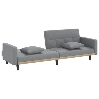 Divano Letto con Cuscini Grigio Chiaro in Tessuto | homemem39