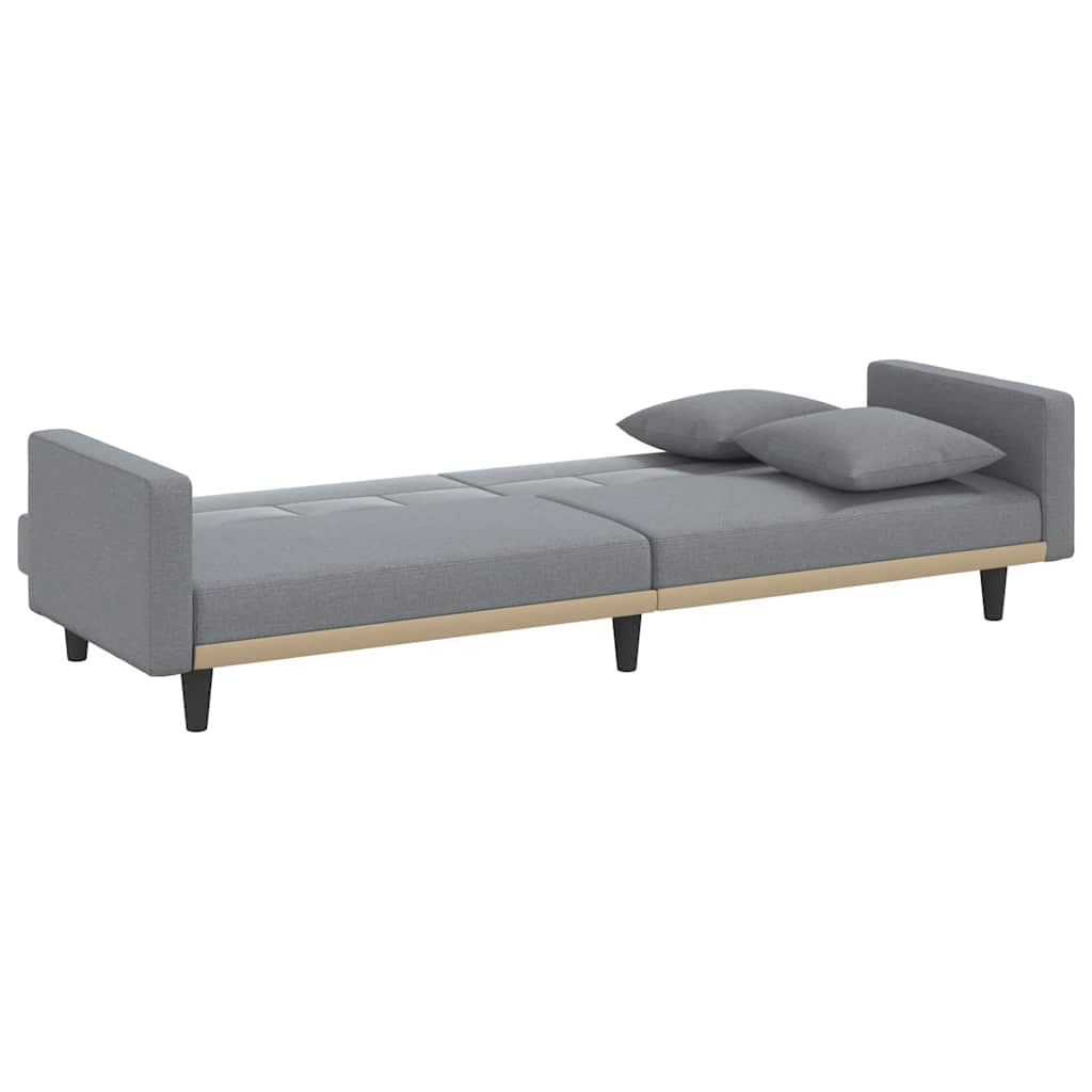 Divano Letto con Cuscini Grigio Chiaro in Tessuto | homemem39