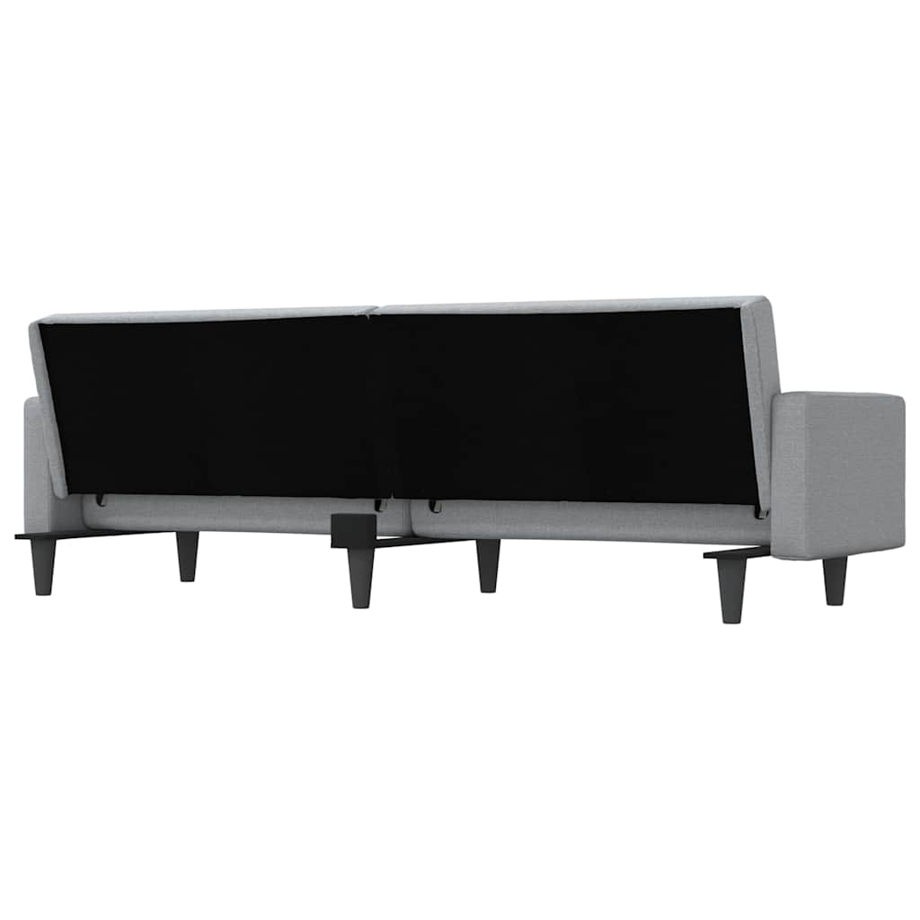Divano Letto con Cuscini Grigio Chiaro in Tessuto | homemem39