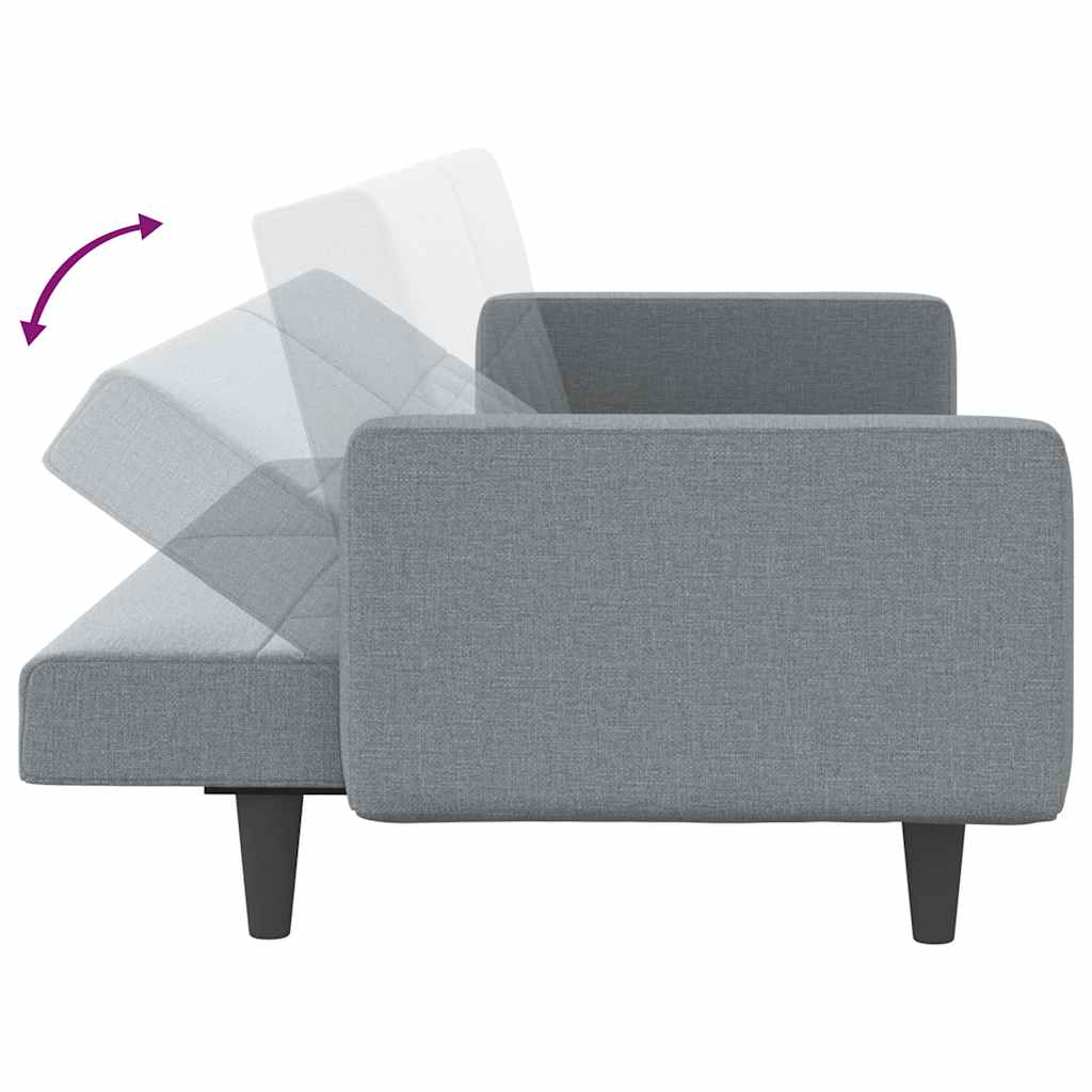 Divano Letto con Cuscini Grigio Chiaro in Tessuto | homemem39