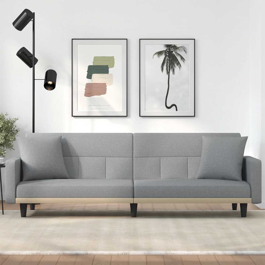 Divano Letto con Cuscini Grigio Chiaro in Tessuto | homemem39