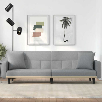 Divano Letto con Cuscini Grigio Chiaro in Tessuto | homemem39