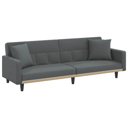 Divano Letto con Cuscini Grigio Scuro in Tessuto | homemem39