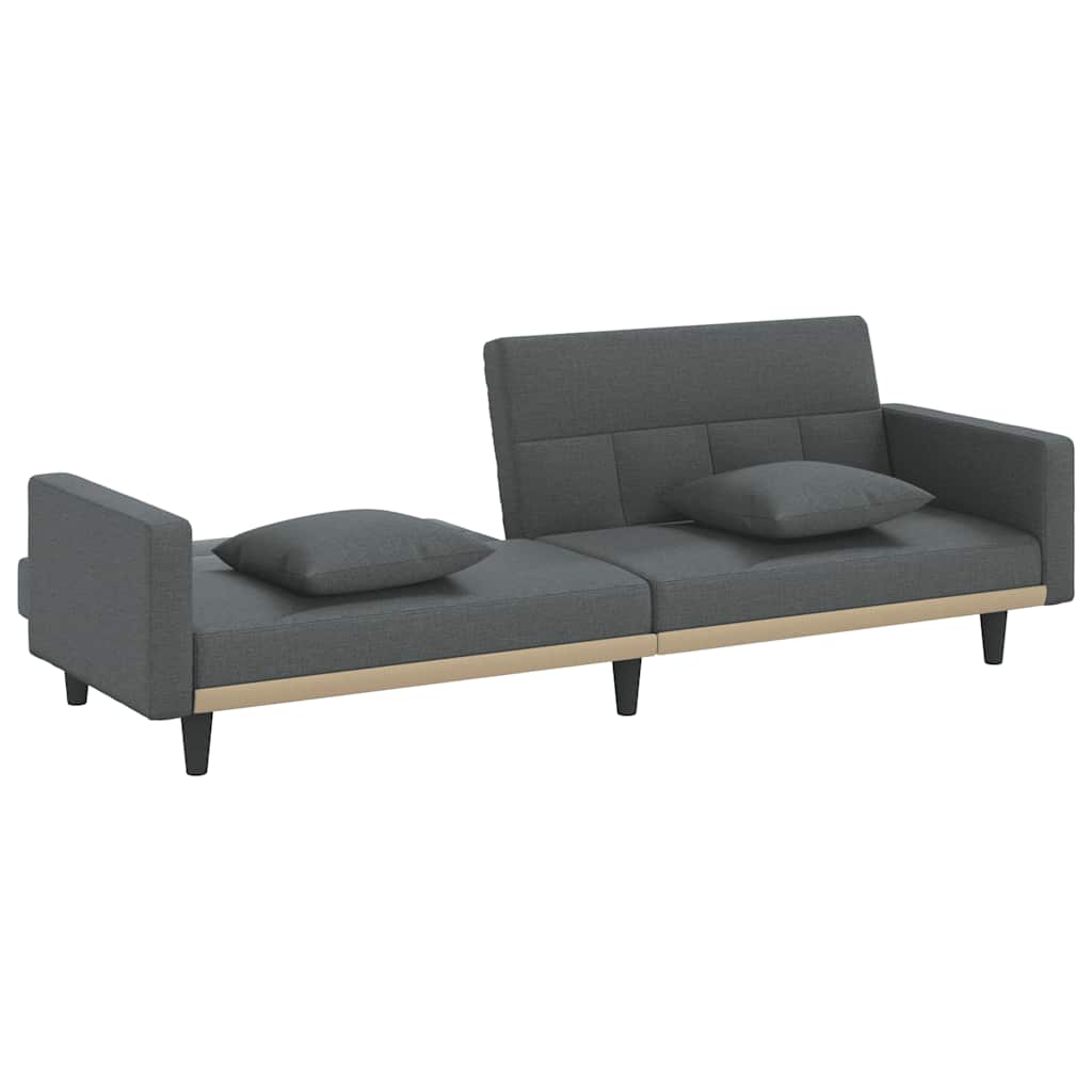 Divano Letto con Cuscini Grigio Scuro in Tessuto | homemem39