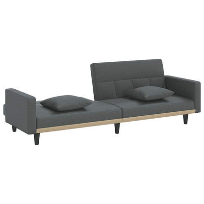 Divano Letto con Cuscini Grigio Scuro in Tessuto | homemem39