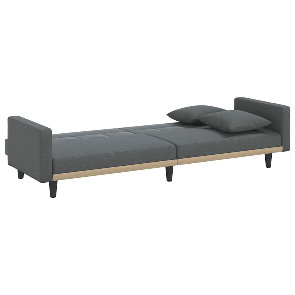 Divano Letto con Cuscini Grigio Scuro in Tessuto | homemem39