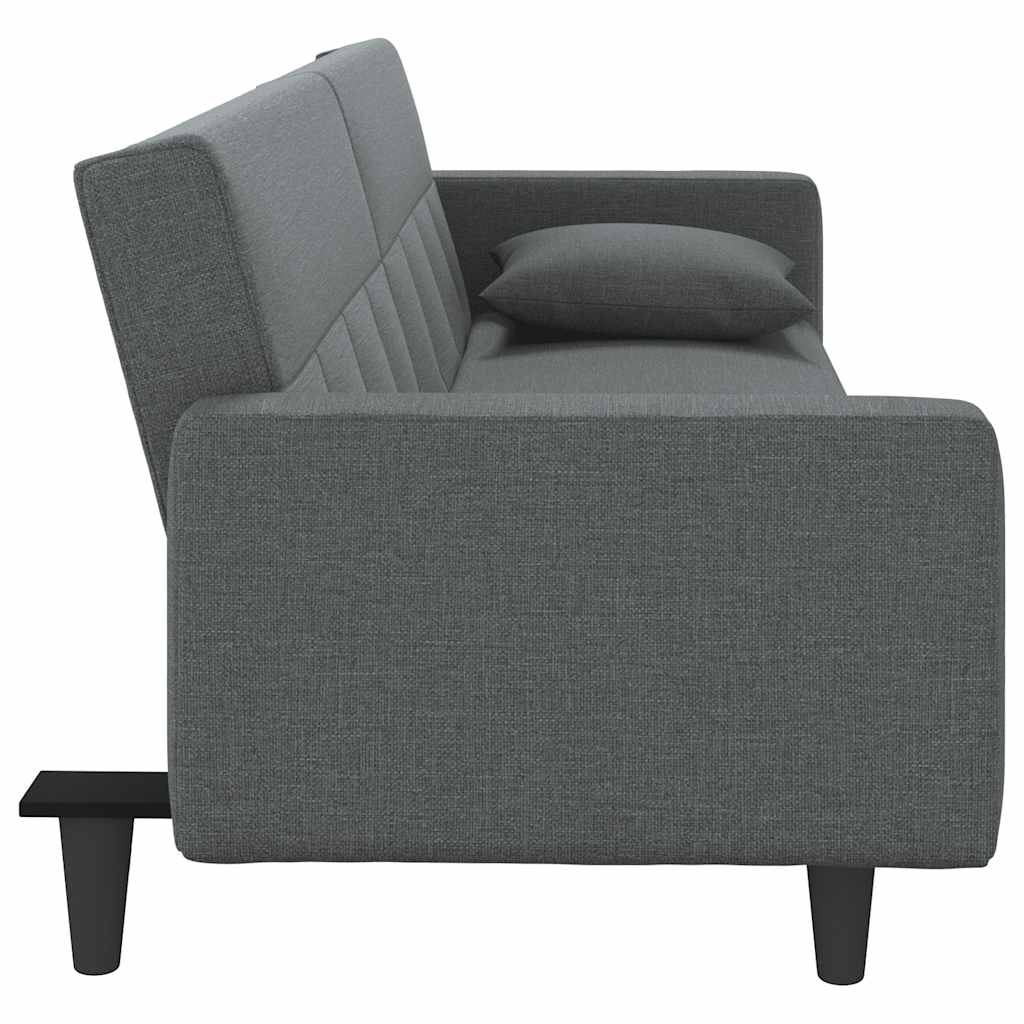 Divano Letto con Cuscini Grigio Scuro in Tessuto | homemem39