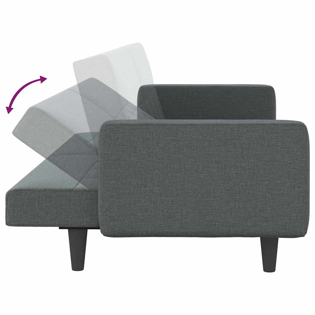 Divano Letto con Cuscini Grigio Scuro in Tessuto | homemem39