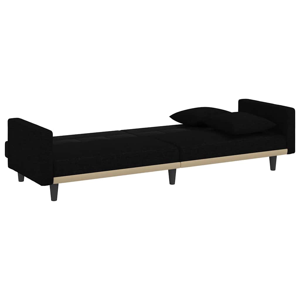 Divano Letto con Cuscini Nero in Tessuto | homemem39