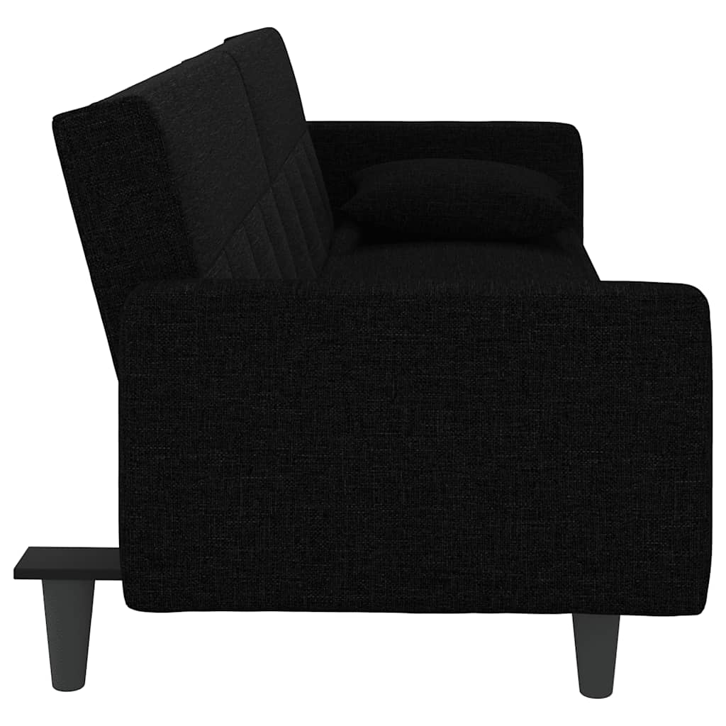 Divano Letto con Cuscini Nero in Tessuto | homemem39