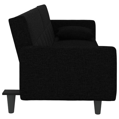 Divano Letto con Cuscini Nero in Tessuto | homemem39