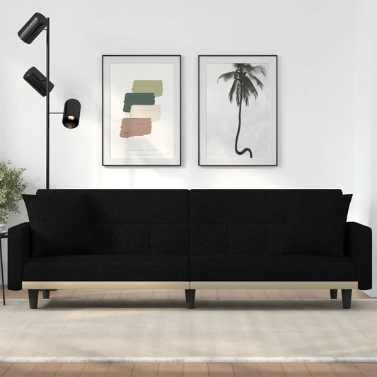 Divano Letto con Cuscini Nero in Tessuto | homemem39