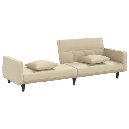 Divano Letto con Cuscini Crema in Tessuto | homemem39