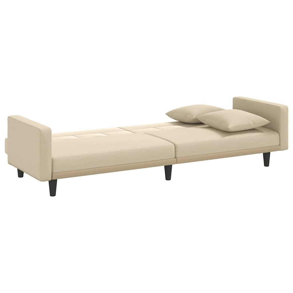 Divano Letto con Cuscini Crema in Tessuto | homemem39