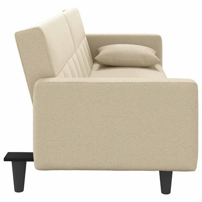 Divano Letto con Cuscini Crema in Tessuto | homemem39