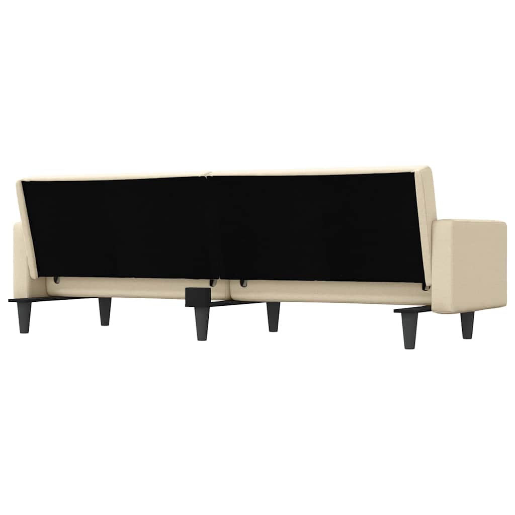 Divano Letto con Cuscini Crema in Tessuto | homemem39