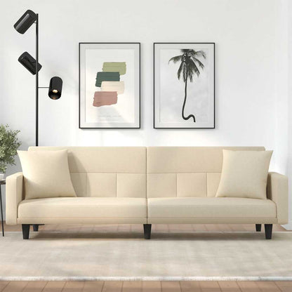 Divano Letto con Cuscini Crema in Tessuto | homemem39