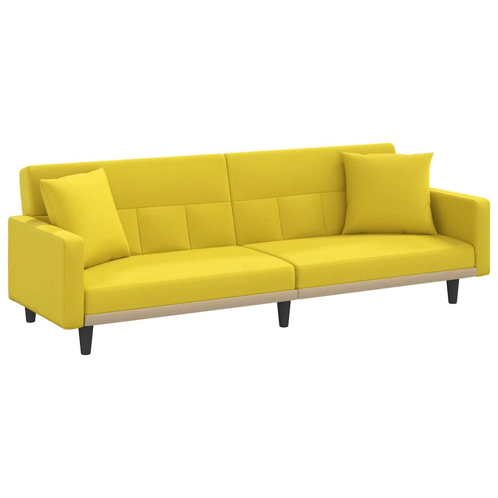 Divano Letto con Cuscini Giallo Chiaro in Tessuto | homemem39