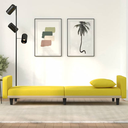 Divano Letto con Cuscini Giallo Chiaro in Tessuto | homemem39