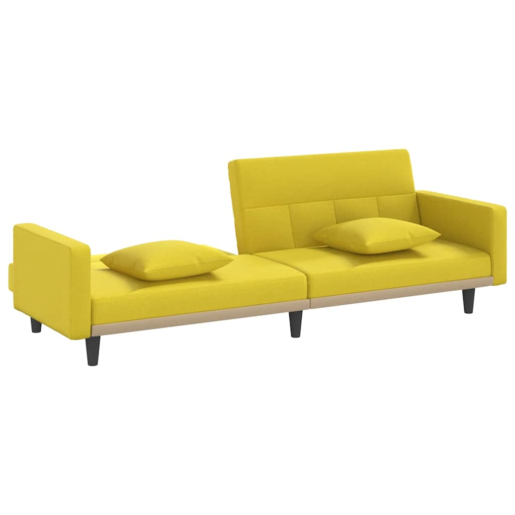 Divano Letto con Cuscini Giallo Chiaro in Tessuto | homemem39